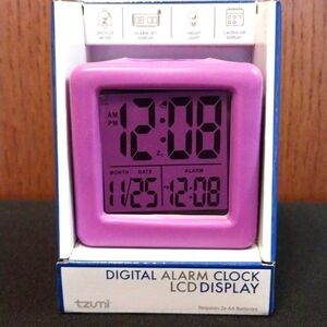 PURPLE DIGITAL ALARM CLOCK LCD DISPLAY